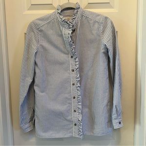 Sezane Cotton Button Down in Stripe Blue and White 34 US size 2